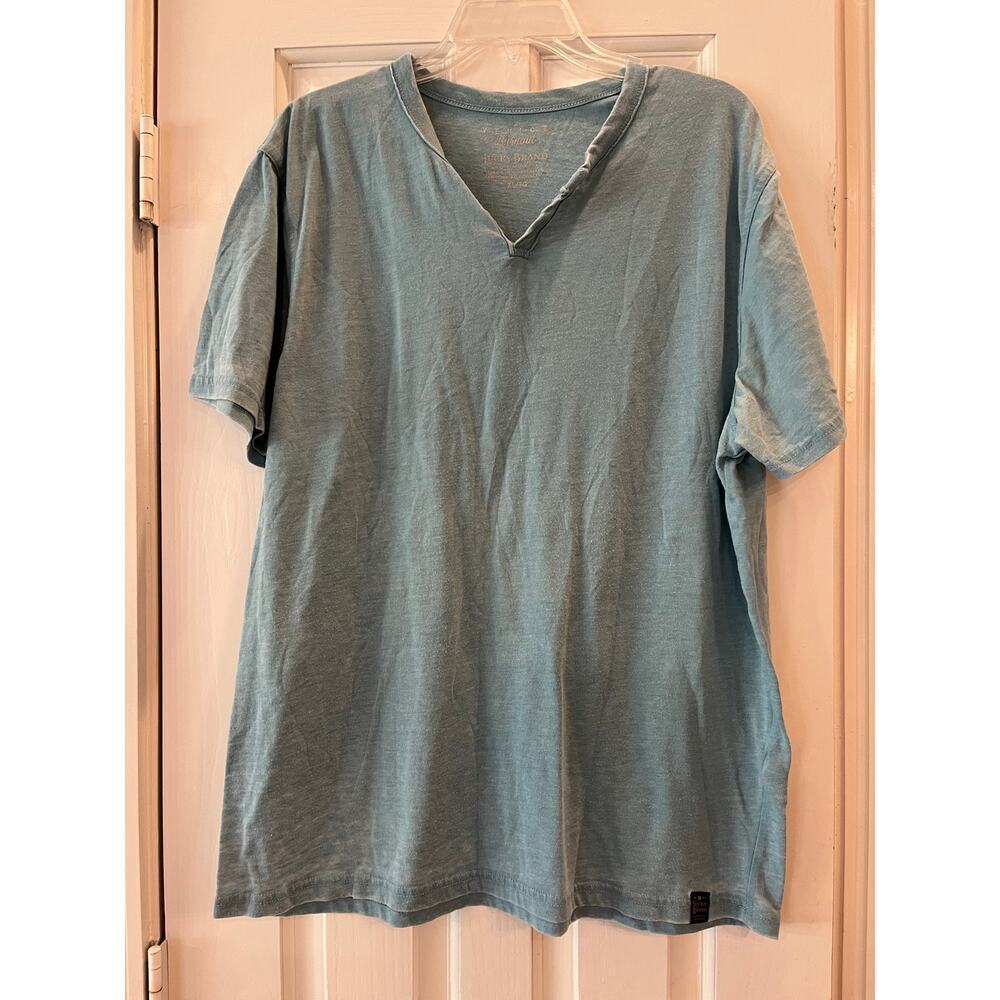 Lucky Brand Men's XL Blue Venice Burnout V-Neck Tee Shirt Lightweight Casual